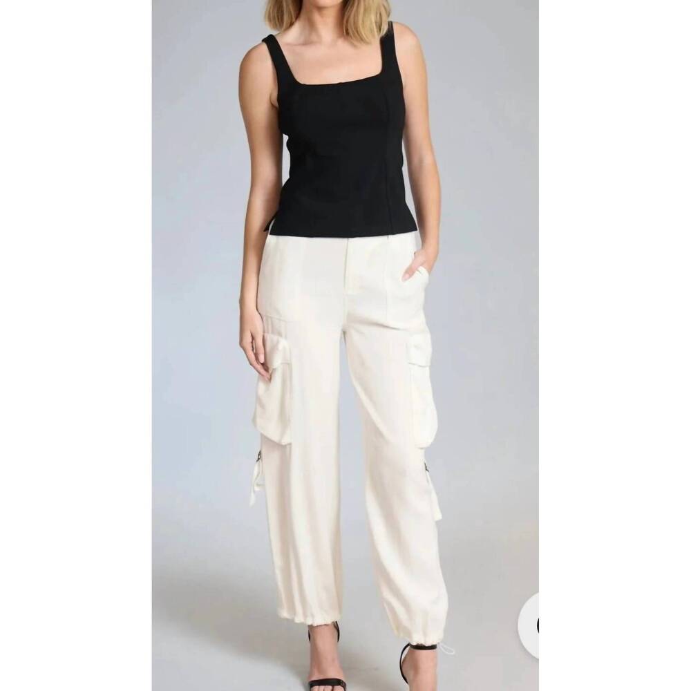 NEW LOLA & SOPHIE cupro twill cargo pants in eggshell